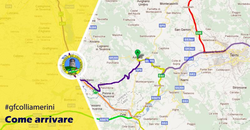 Come arrivare Granfondo Colli Amerini - Amelia Terni Umbria
